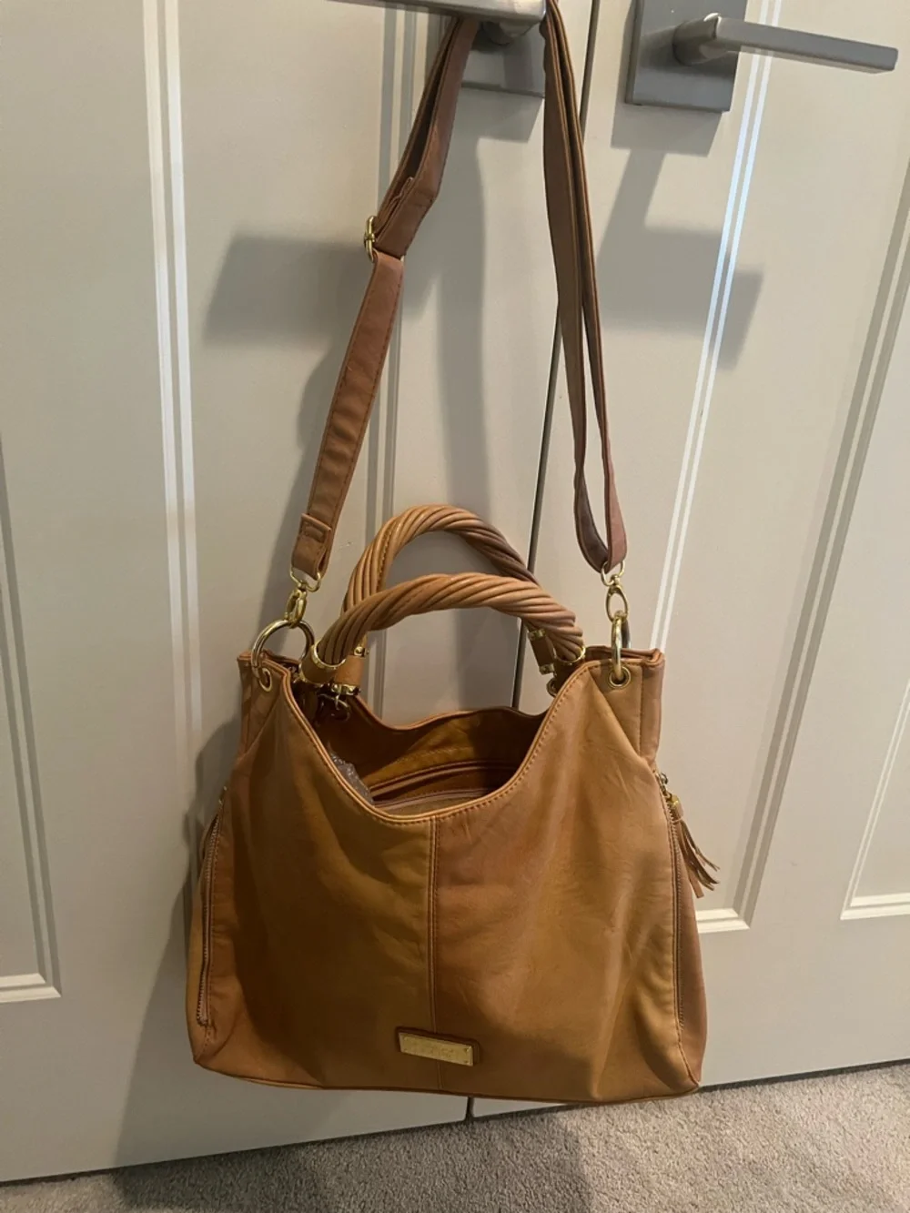 MICHAEL Michael Kors Tan Leather Shoulder Hobo with Braided Handles - Picture 6 of 7
